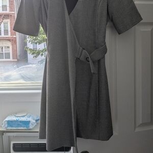 Mango Black and White Houndstooth Mini Dress